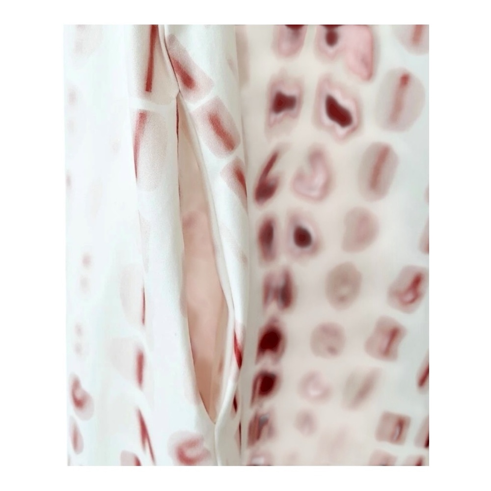 OURS White Pink Red Ikat Print Spaghetti Strap Pockets Maxi Sundress Dress - Picture 4 of 12
